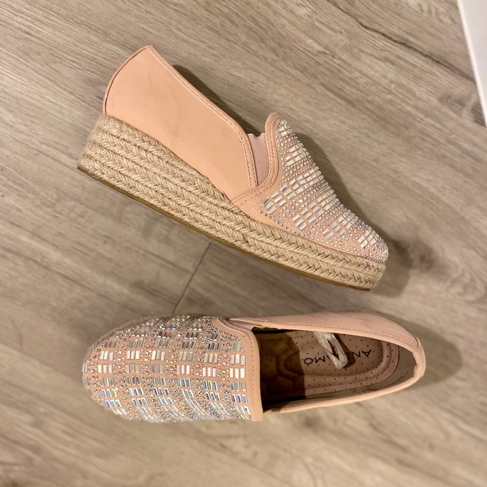 Blush Sparkle Espadrilles Size 6